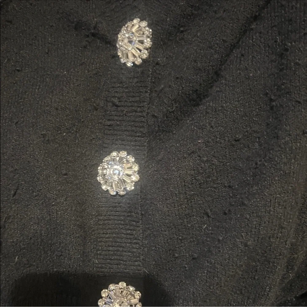 Elegant Black Sweater with Crystal Buttons - Picture 6 of 6
